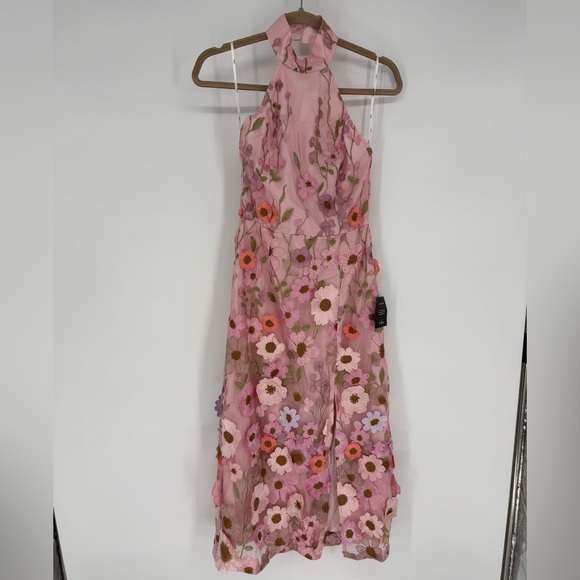 Lulu's Pink Floral Midi Dress - Picture 2 of 6